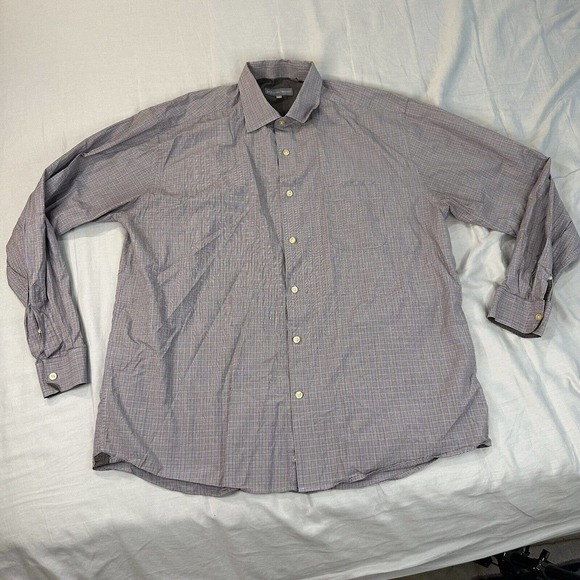 Hickey Freeman Shirt Men’s Xxl Button Up Gray Check Plaid Long Sleeve - Picture 1 of 4